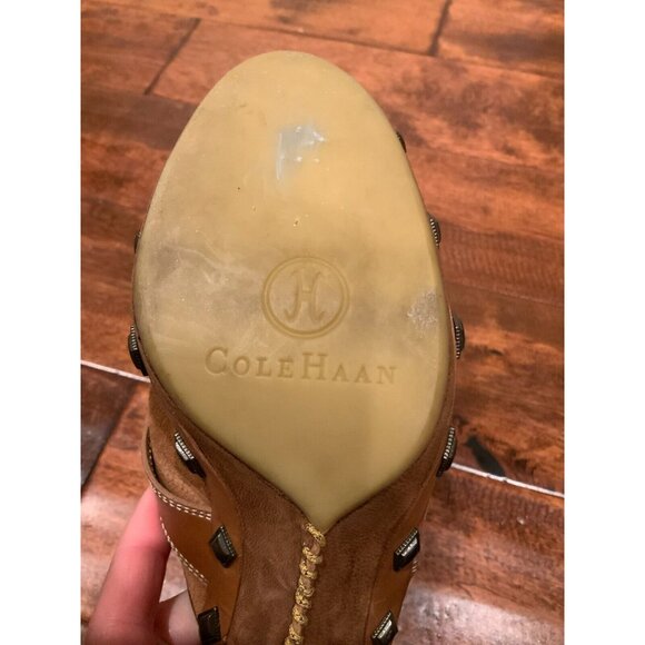 Cole Haan Brown Suede Slide Mules W/ Harness & Studded Detail, Size 6 (US) - Picture 9 of 10